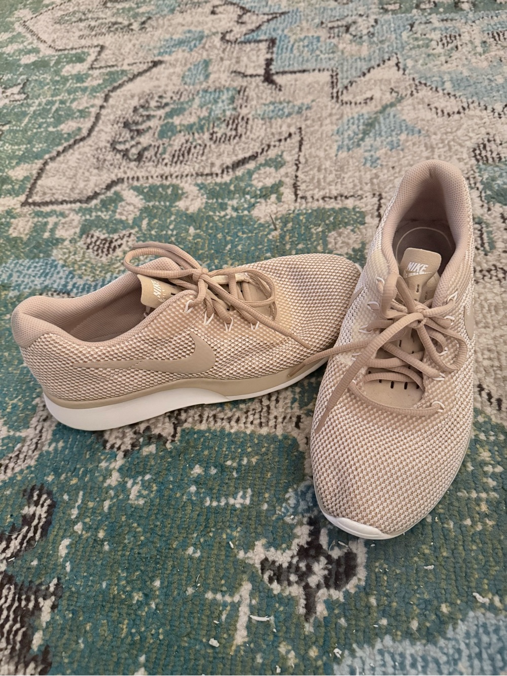 Nike Women's Tanjun Beige Mesh Athletic Sneakers
